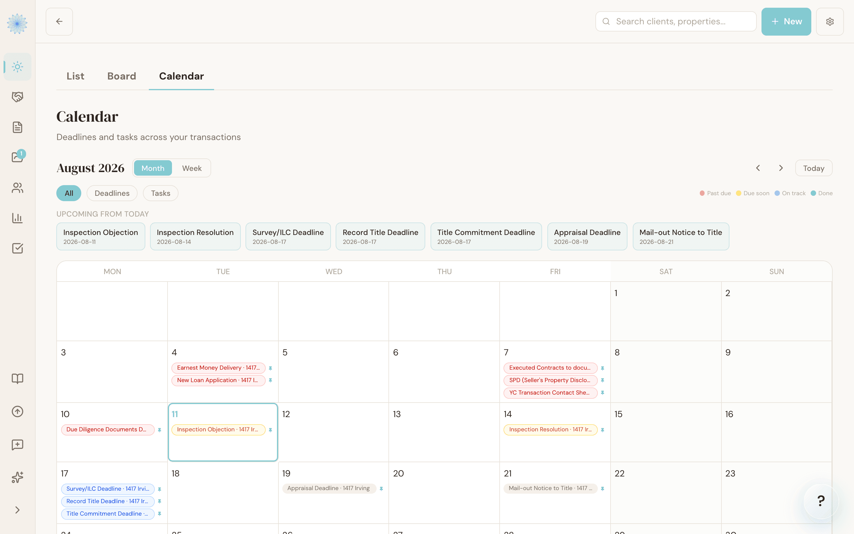 Deadline calendar with MEC-anchored Colorado contract dates