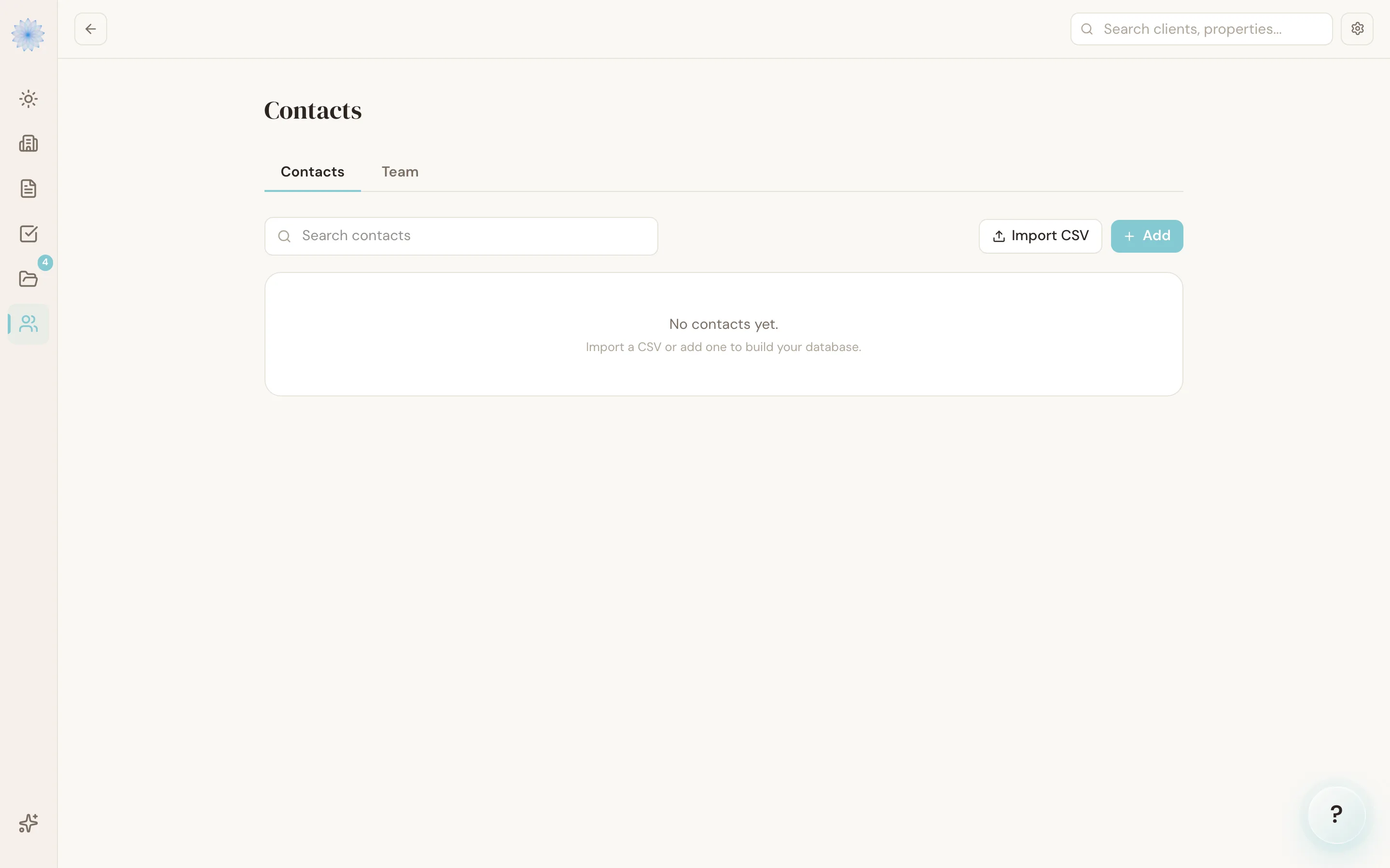 The Contacts page